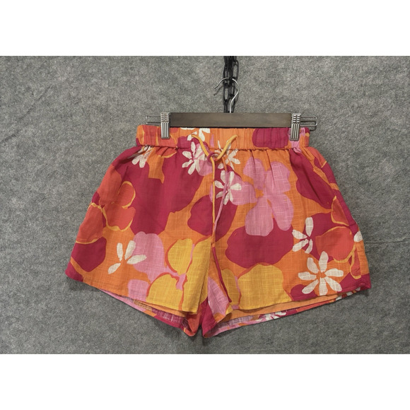 Sabo Short Set Women Sz XS - S Orange Red Lightweight Sheer Tropical - SIZE NOTE - Picture 5 of 14